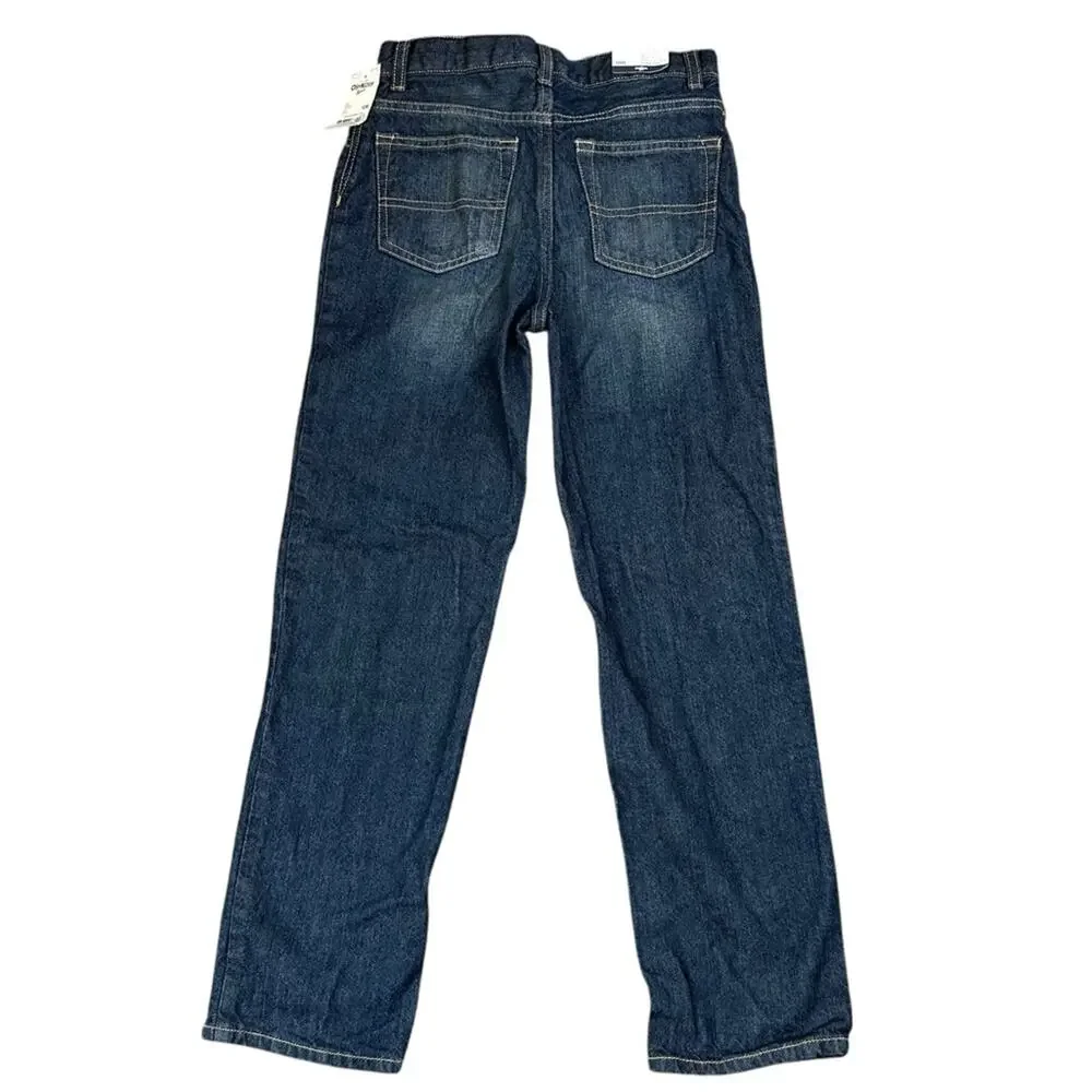 Boys Osh Kosh B'Gosh Straight Blue Jeans Size 10R Adjustable Waist NWT